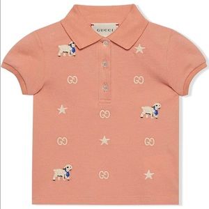 GUCCI Baby Lamb Embroidery Cotton Polo Shirt